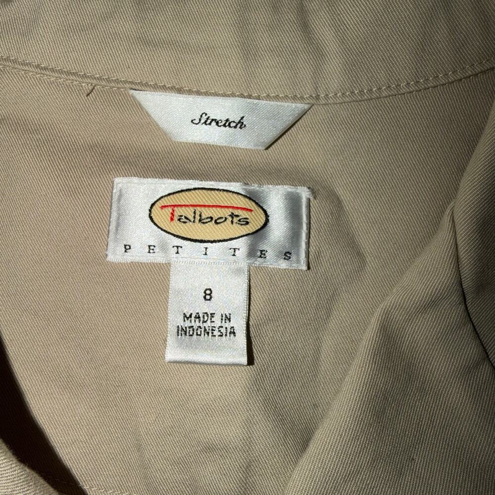 Talbots Petite Stretch Womens Size 8 Tan Long Sleeve Blazer Casual Business - Picture 3 of 9